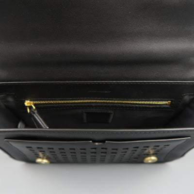 REED KRAKOFF Black Leather Gold Brass Hardware Satchel Handbag