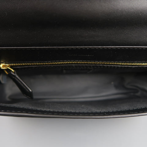 REED KRAKOFF Black Leather Gold Brass Hardware Satchel Handbag