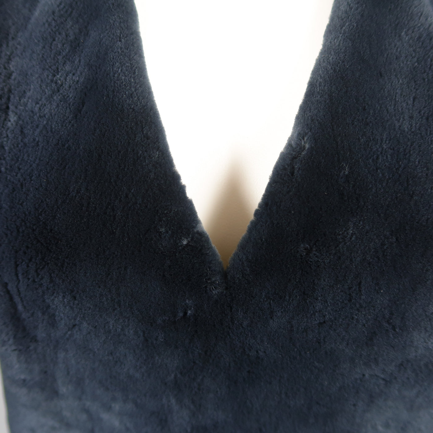 REED KRAKOFF US 4 Navy Wool Fur Panel Sleeveless Vest Dress Top