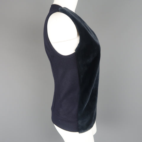 REED KRAKOFF US 4 Navy Wool Fur Panel Sleeveless Vest Dress Top
