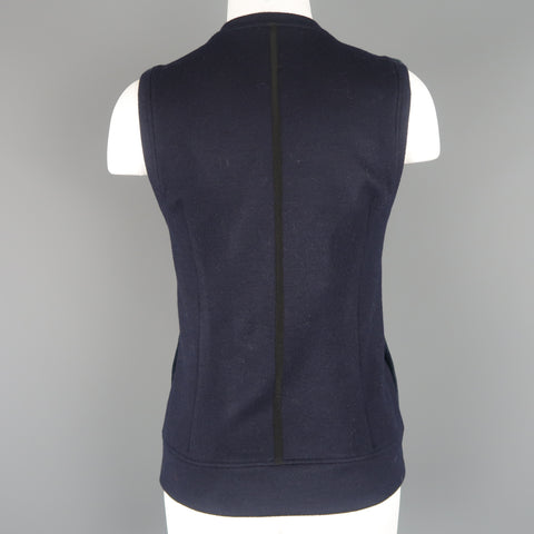REED KRAKOFF US 4 Navy Wool Fur Panel Sleeveless Vest Dress Top