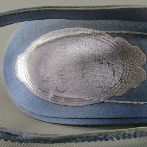 RENE CAOVILLA 10 Sandalias destalonadas de seda con correa de lazo de cristal Swarovski azul claro