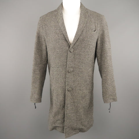 ROBERT GELLER Chest Size 36 Grey Tweed Wool Blend Notch Lapel Coat