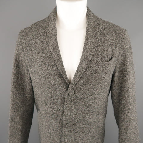 ROBERT GELLER Chest Size 36 Grey Tweed Wool Blend Notch Lapel Coat