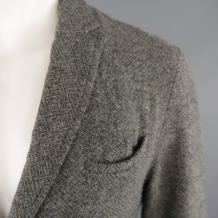 ROBERT GELLER Chest Size 36 Grey Tweed Wool Blend Notch Lapel Coat