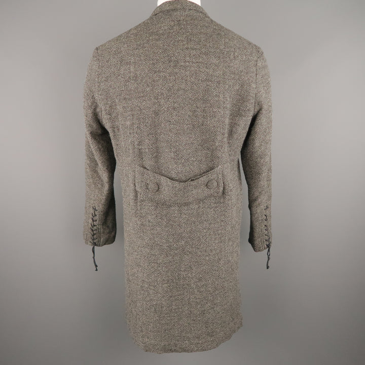 ROBERT GELLER Chest Size 36 Grey Tweed Wool Blend Notch Lapel Coat