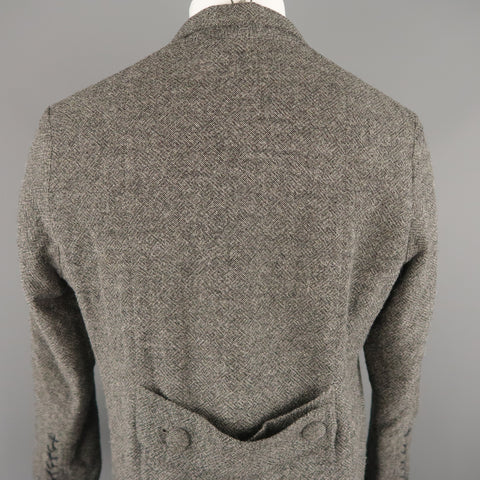 ROBERT GELLER Chest Size 36 Grey Tweed Wool Blend Notch Lapel Coat