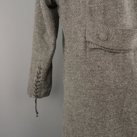 ROBERT GELLER Chest Size 36 Grey Tweed Wool Blend Notch Lapel Coat