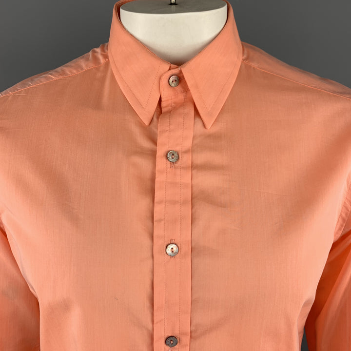 ROBERT GRAHAM Size M Salmon Cotton / Silk Button Up Long Sleeve Shirt
