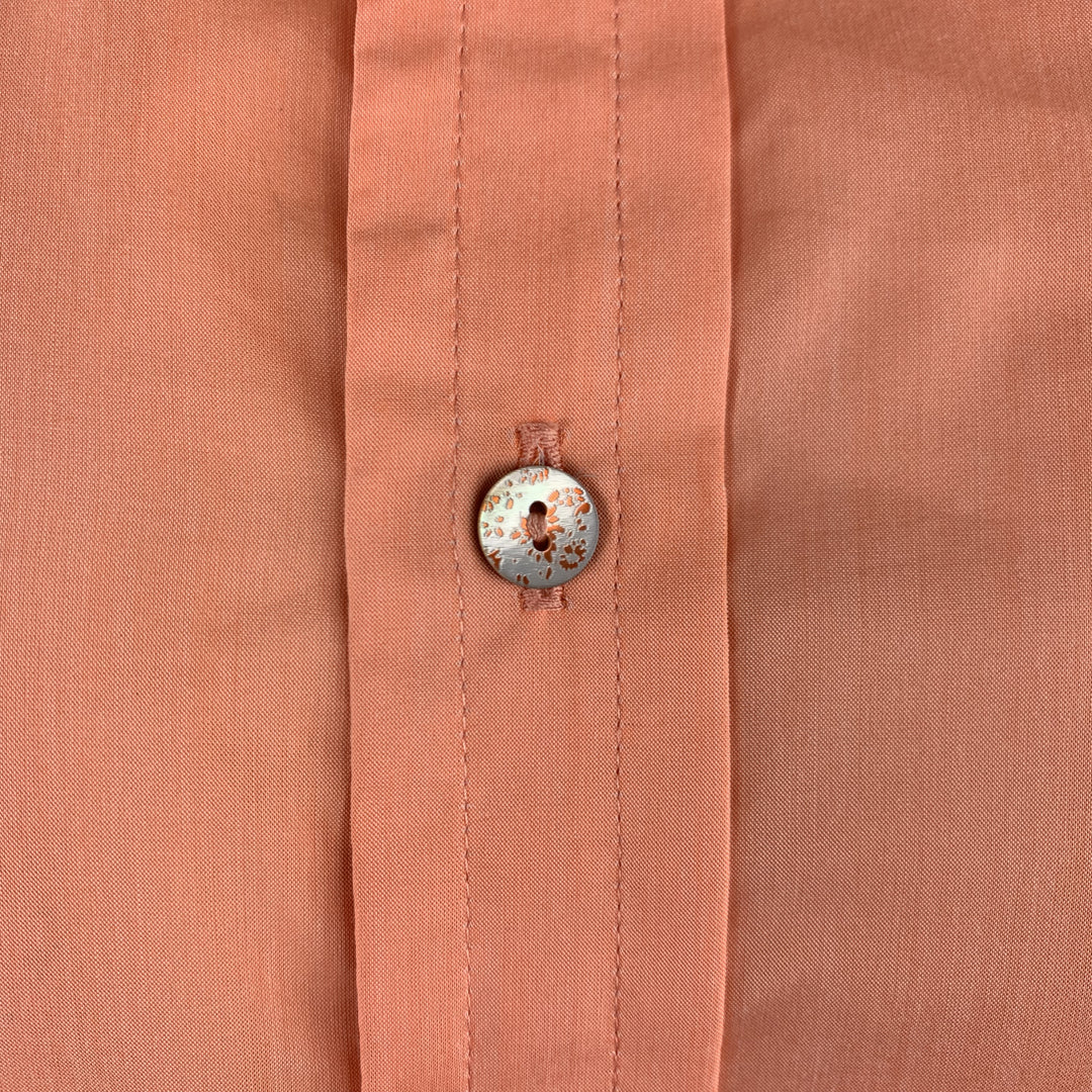 ROBERT GRAHAM Talla M Camisa de manga larga con botones de algodón / seda color salmón