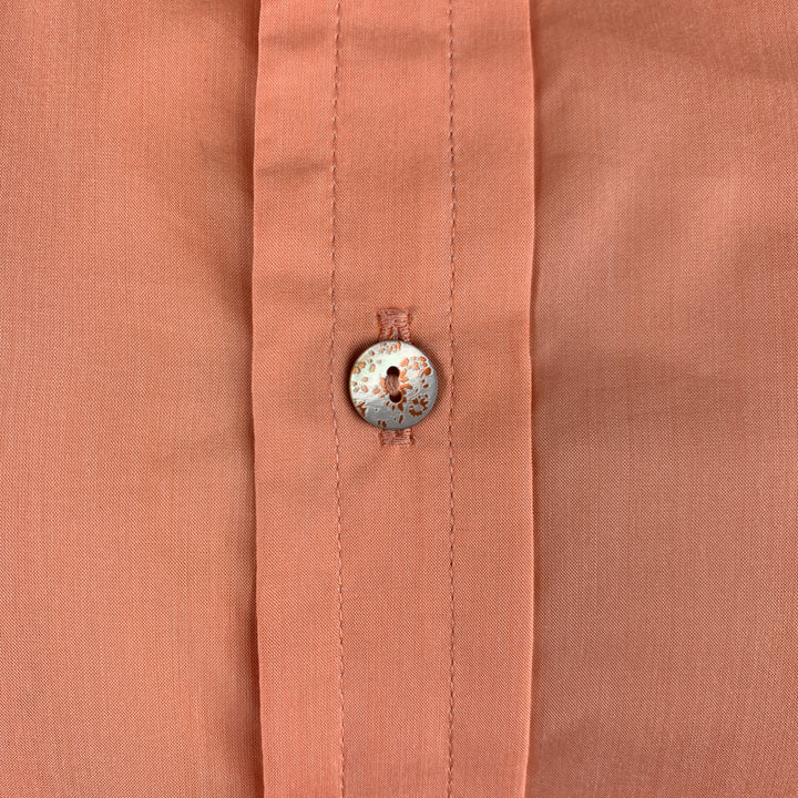 ROBERT GRAHAM Talla M Camisa de manga larga con botones de algodón / seda color salmón