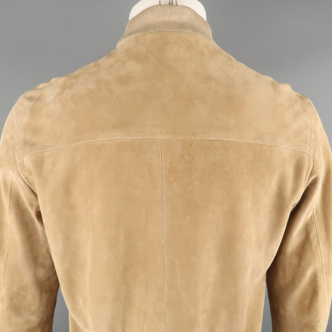 S.W.O.R.D 40 Tan Suede Buttoned Bomber Style  Jacket