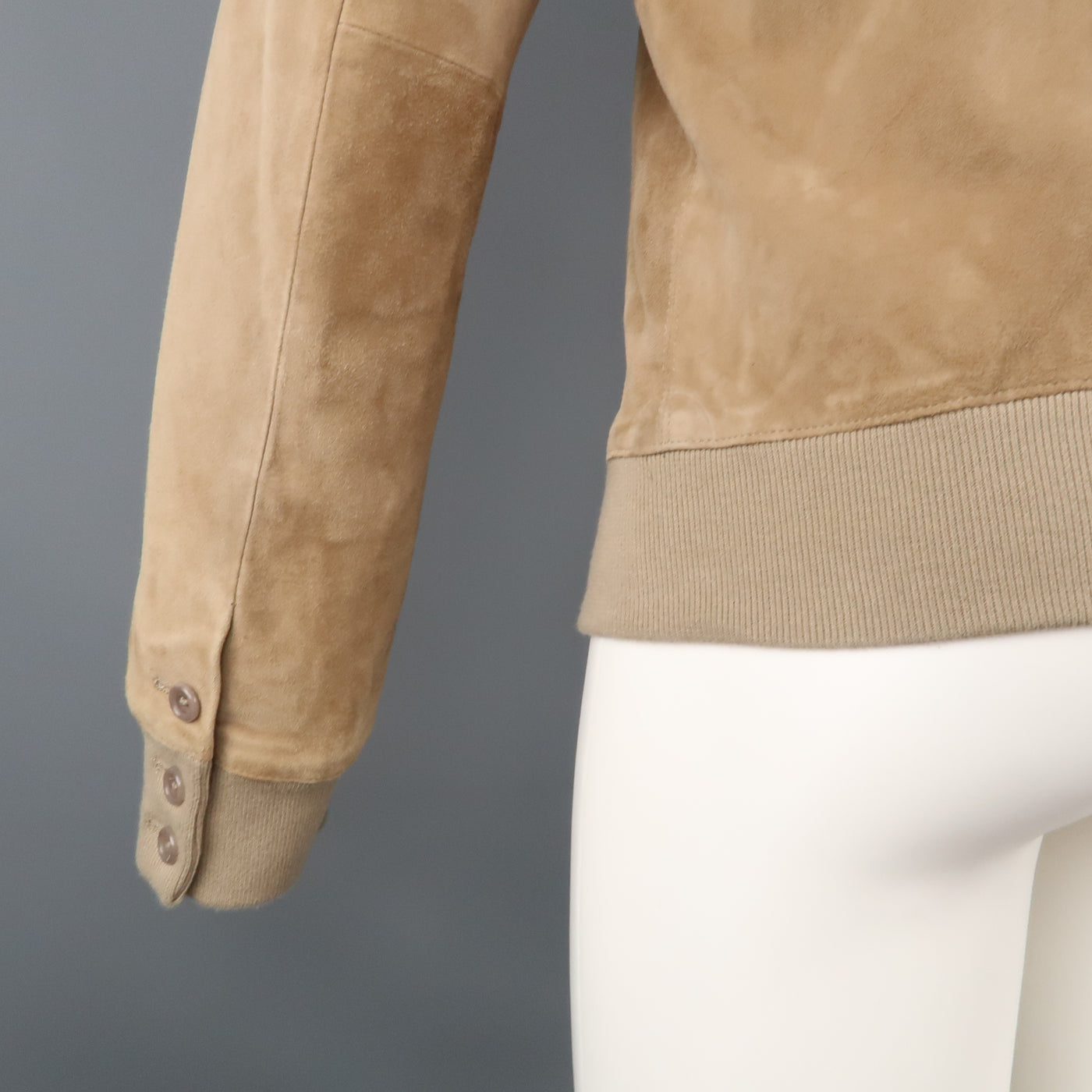 S.W.O.R.D 40 Tan Suede Buttoned Bomber Style  Jacket