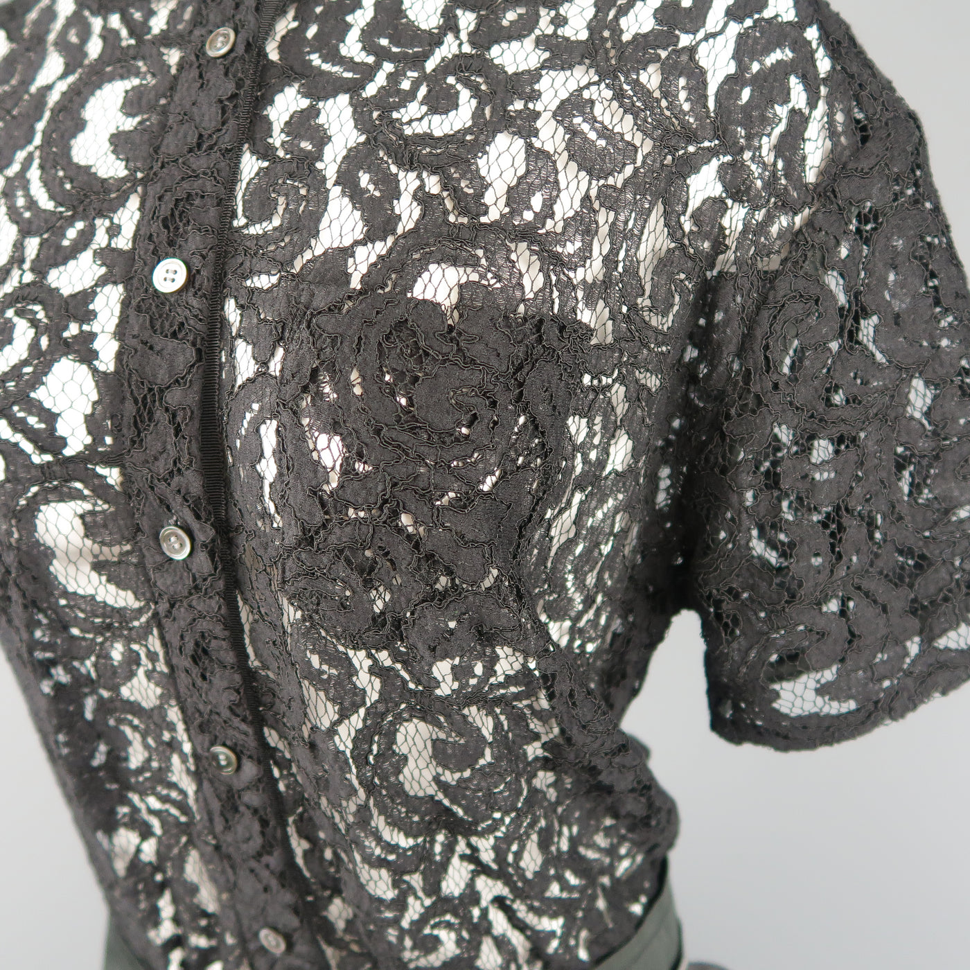 SACAI LUCK Size M Black Lace Wrap Military Skirt Dress