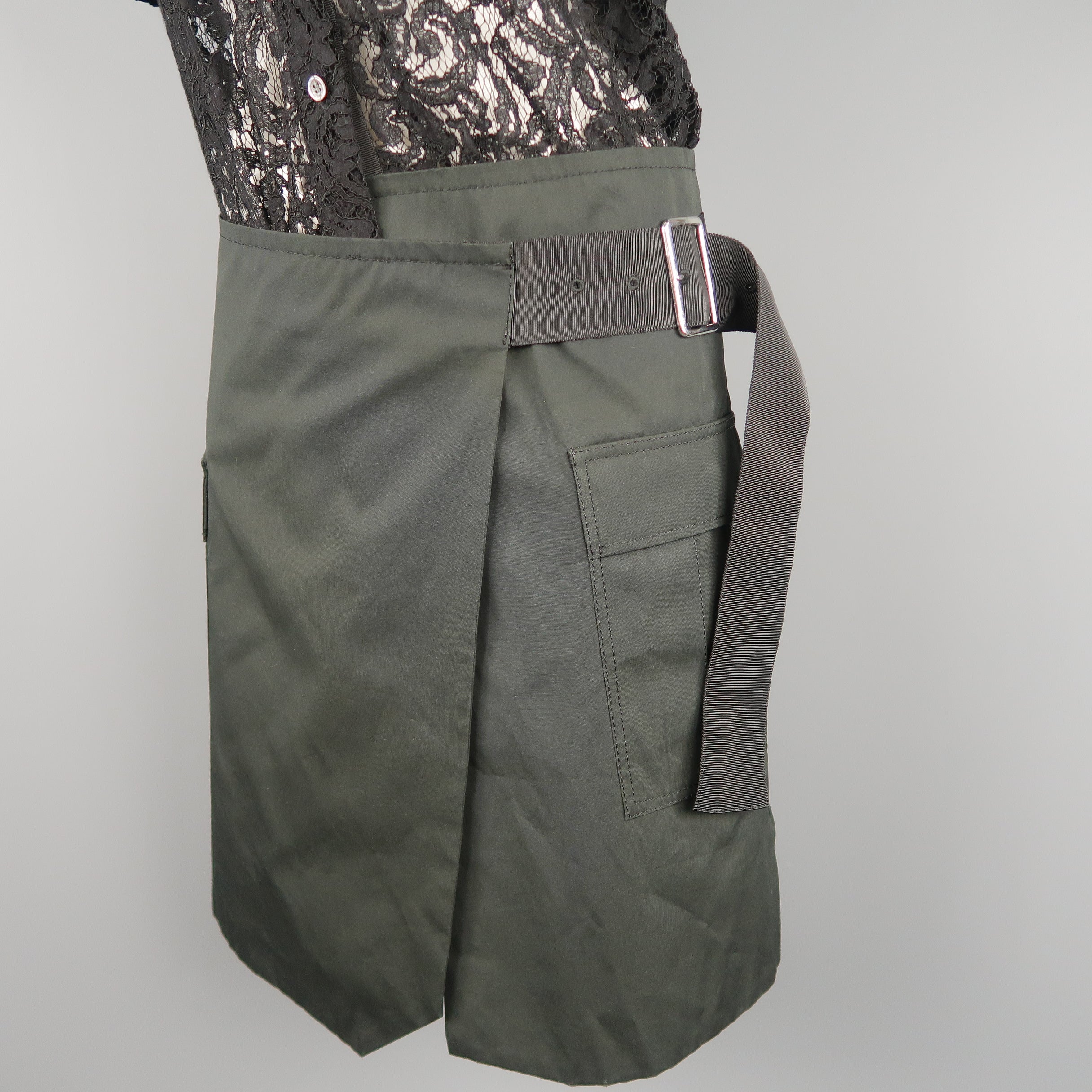 SACAI LUCK Size M Black Lace Wrap Military Skirt Dress – Sui