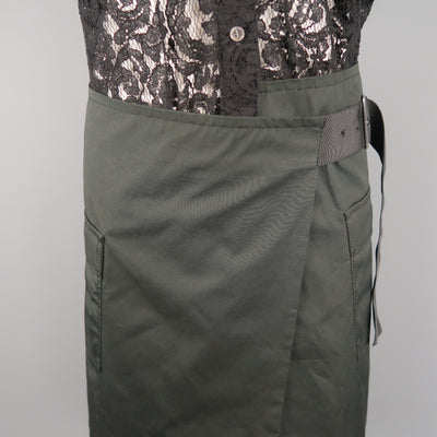 SACAI LUCK Size M Black Lace Wrap Military Skirt Dress