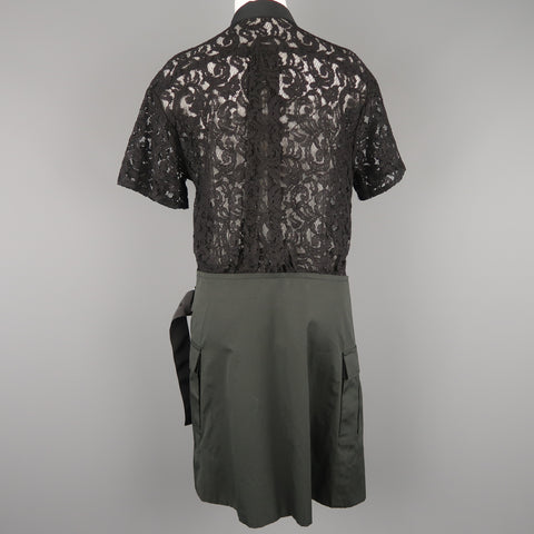 SACAI LUCK Size M Black Lace Wrap Military Skirt Dress