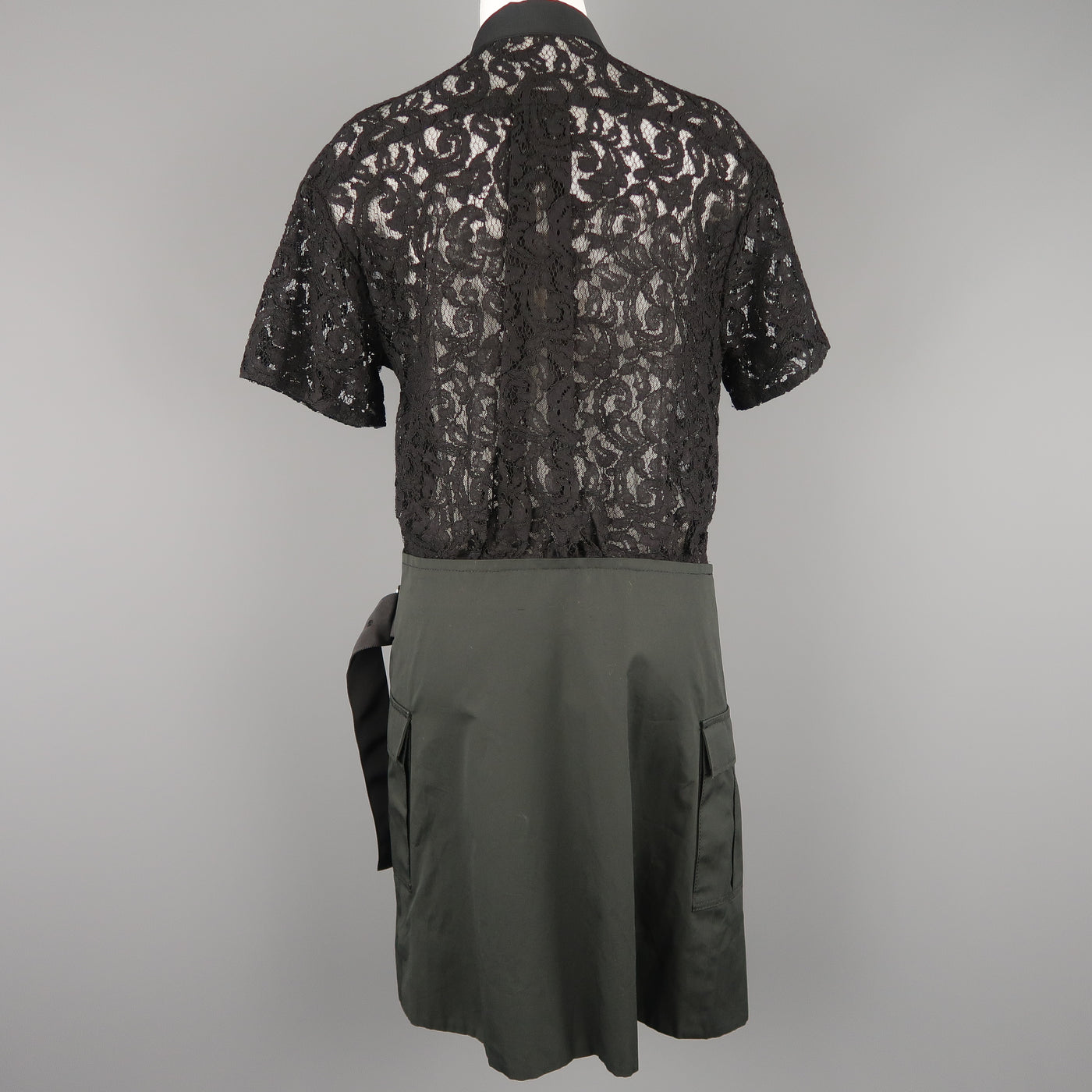 SACAI LUCK Size M Black Lace Wrap Military Skirt Dress