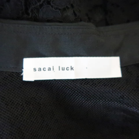 SACAI LUCK Size M Black Lace Wrap Military Skirt Dress