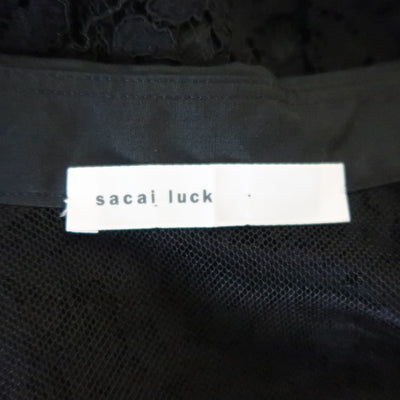 SACAI LUCK Size M Black Lace Wrap Military Skirt Dress