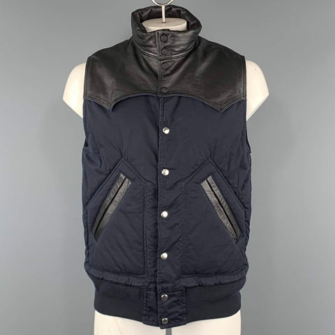 SACAI Chaleco con broches a presión en mezcla de algodón bicolor azul marino y negro talla de pecho S