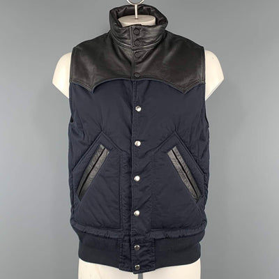 SACAI Chest Size S Navy & Black Two Toned Cotton Blend Snaps Vest