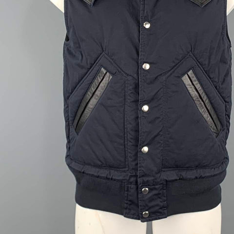 SACAI Chaleco con broches a presión en mezcla de algodón bicolor azul marino y negro talla de pecho S