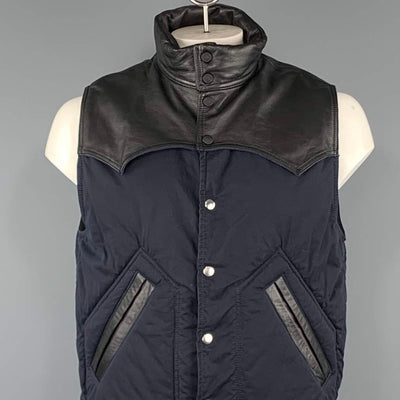SACAI Chest Size S Navy & Black Two Toned Cotton Blend Snaps Vest