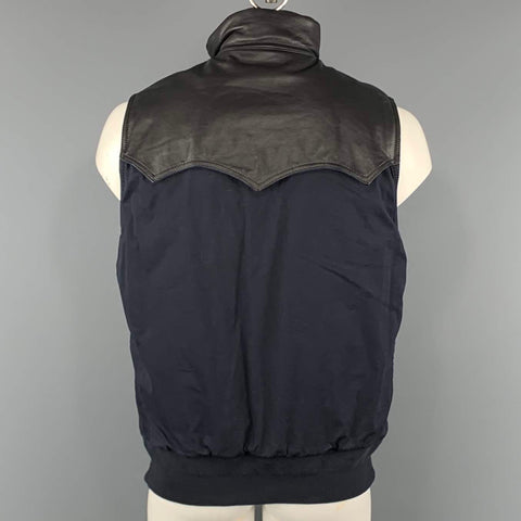 SACAI Chest Size S Navy & Black Two Toned Cotton Blend Snaps Vest