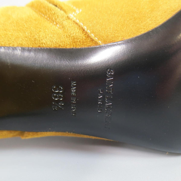 SAINT LAURENT Size 8.5 Tan Suede Fringe Knee High Boots