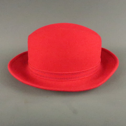 SAKS FIFTH AVENUE Red Felt Contrast Stitch Fedora