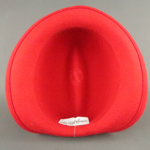 SAKS FIFTH AVENUE Red Felt Contrast Stitch Fedora