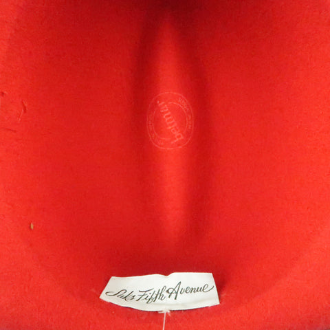 SAKS FIFTH AVENUE Red Felt Contrast Stitch Fedora