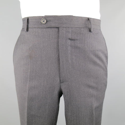 SALVATORE FERRAGAMO Costume trois pièces en laine à chevrons anthracite taille 38 Regular