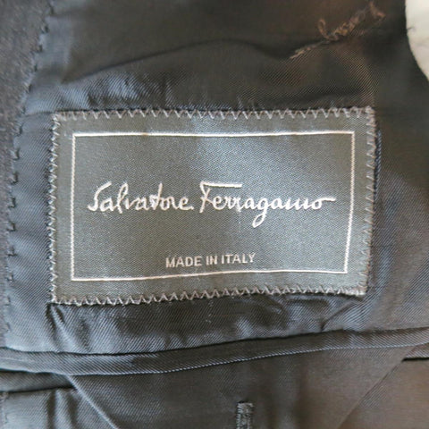 SALVATORE FERRAGAMO Costume trois pièces en laine à chevrons anthracite taille 38 Regular