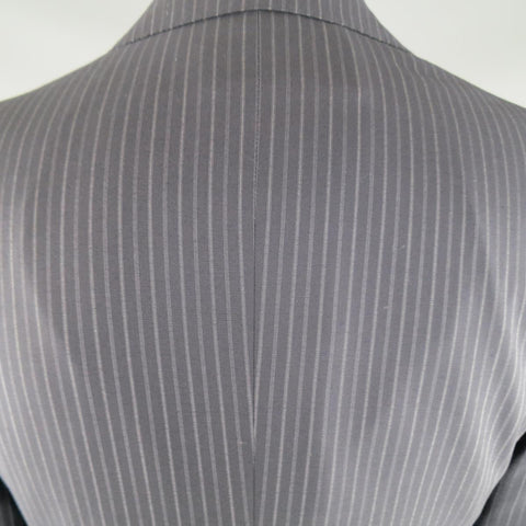 SALVATORE FERRAGAMO 38 Regular Navy Pinstripe Wool Notch Lapel Suit