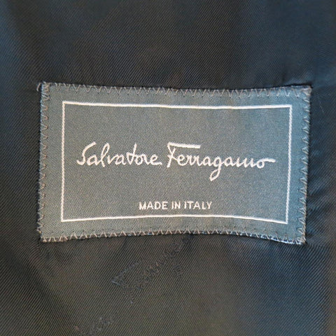 SALVATORE FERRAGAMO 38 Regular Navy Pinstripe Wool Notch Lapel Suit