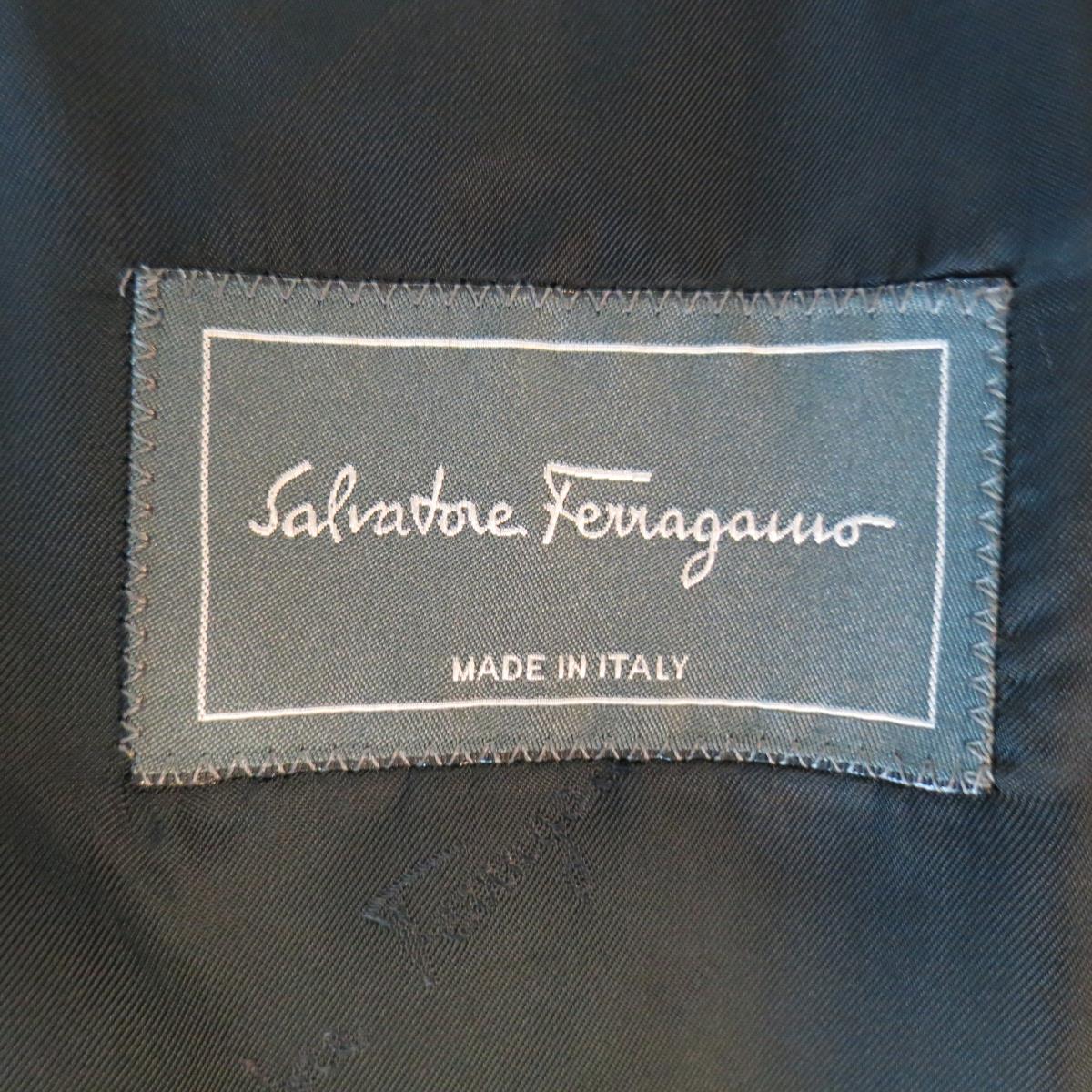 SALVATORE FERRAGAMO 38 Regular Navy Pinstripe Wool Notch Lapel Suit