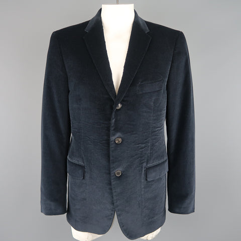 SALVATORE FERRAGAMO 46 Regular Navy Corduroy Notch Lapel Sport Coat