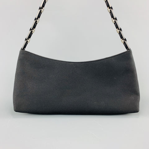 SALVATORE FERRAGAMO Black Twill Metal Woven Logo Chan Strap Handbag