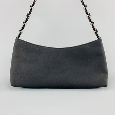 SALVATORE FERRAGAMO Black Twill Metal Woven Logo Chan Strap Handbag