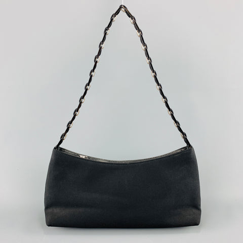 SALVATORE FERRAGAMO Black Twill Metal Woven Logo Chan Strap Handbag