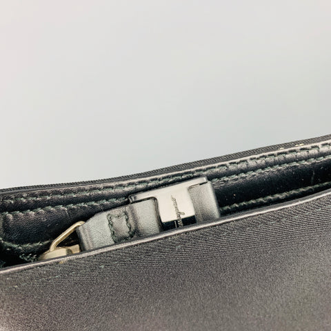 SALVATORE FERRAGAMO Black Twill Metal Woven Logo Chan Strap Handbag