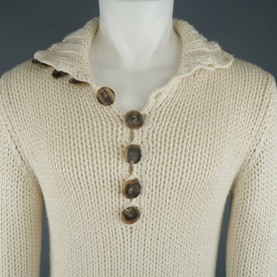 SALVATORE FERRAGAMO Size S Beige Knitted Silk / Cashmere Half Button Sweater