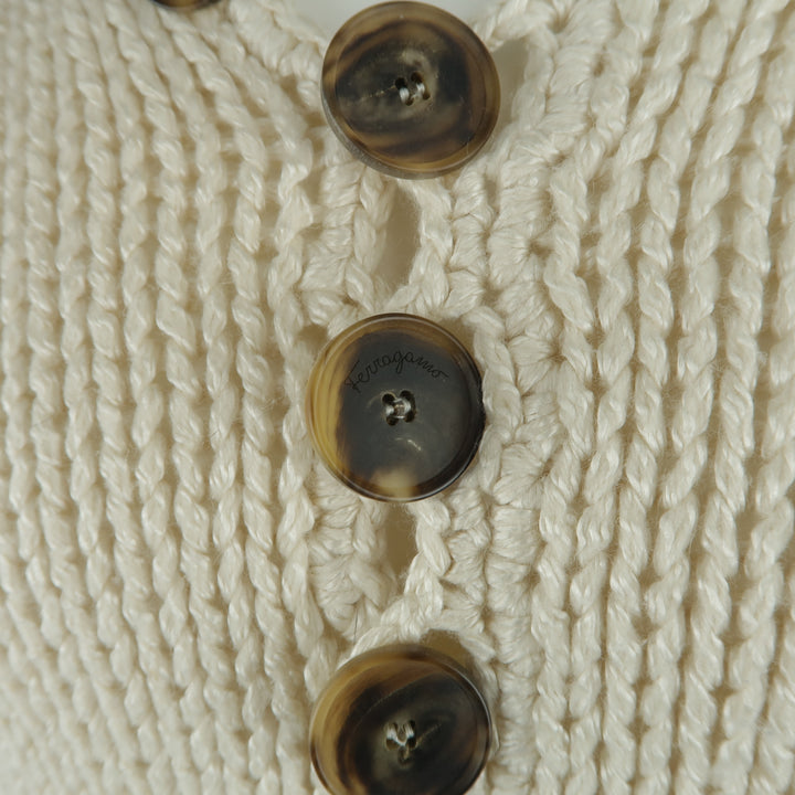 SALVATORE FERRAGAMO Size S Beige Knitted Silk / Cashmere Half Button Sweater
