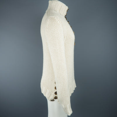 SALVATORE FERRAGAMO Size S Beige Knitted Silk / Cashmere Half Button Sweater