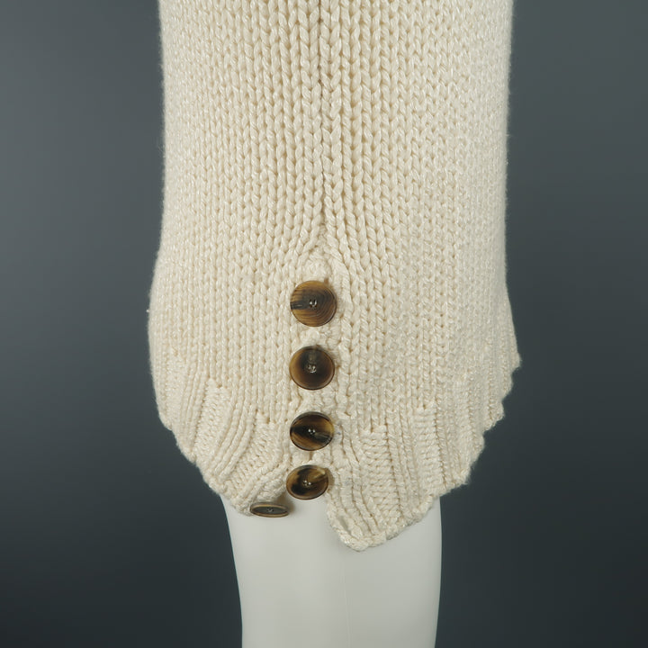 SALVATORE FERRAGAMO Size S Beige Knitted Silk / Cashmere Half Button Sweater