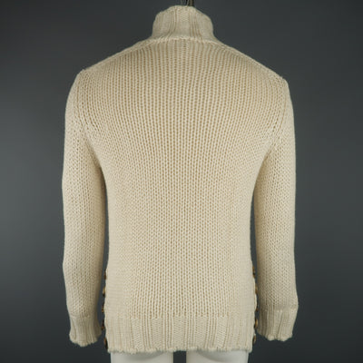 SALVATORE FERRAGAMO Size S Beige Knitted Silk / Cashmere Half Button Sweater