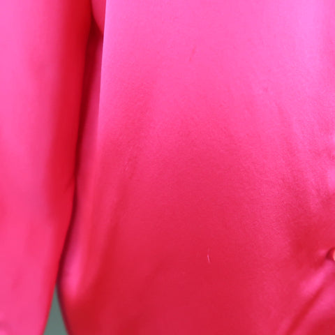 SHAMASK Size S Fuchsia Pink Silk Oversized Collared Blouse