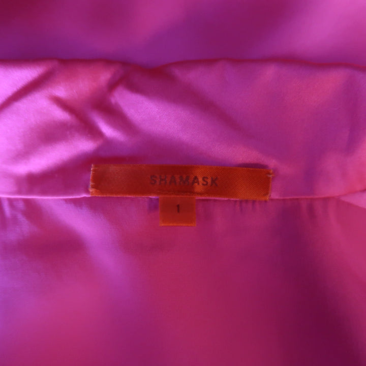SHAMASK Size S Fuchsia Pink Silk Oversized Collared Blouse